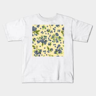 Watercolor blueberry on yellow Kids T-Shirt